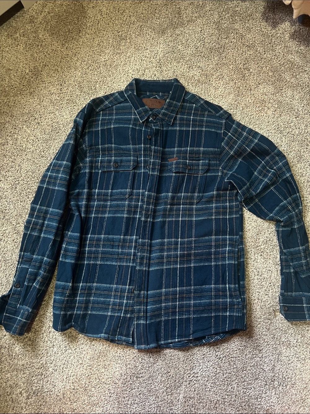 Orvis Blue Plaid Button-Up Shirt
